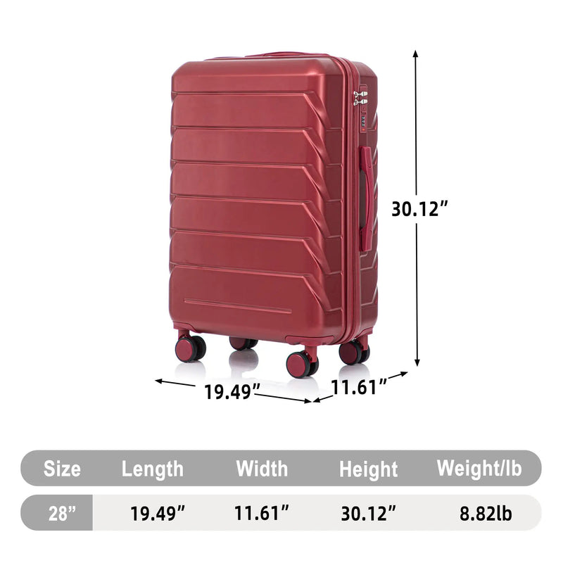 28 Inch ABS Hard Shell Large Travel Checked Luggage - Wine Red by HouseOfZazla
