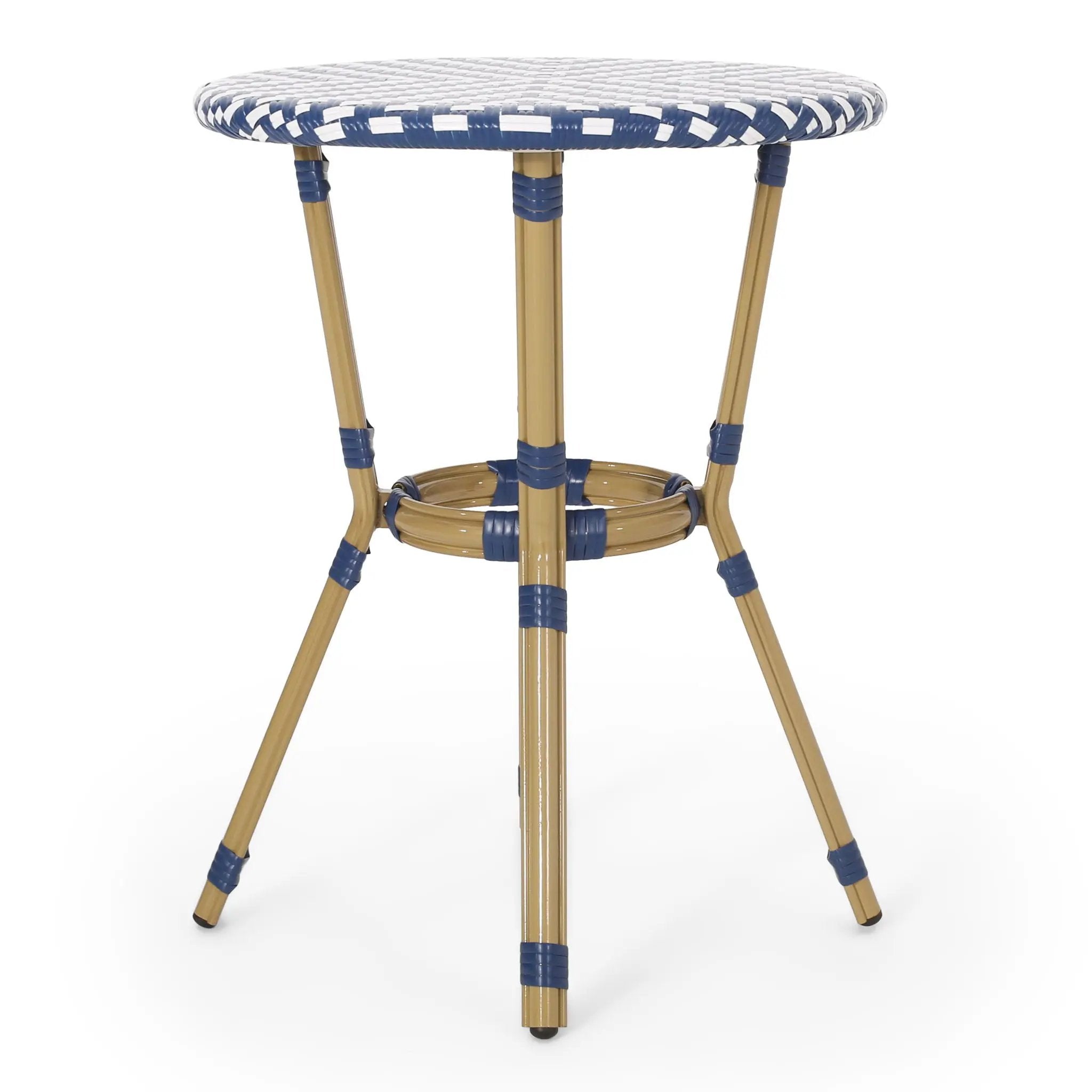 French Bistro Table Outdoor Elegance - White / Blue by HouseOfZazla