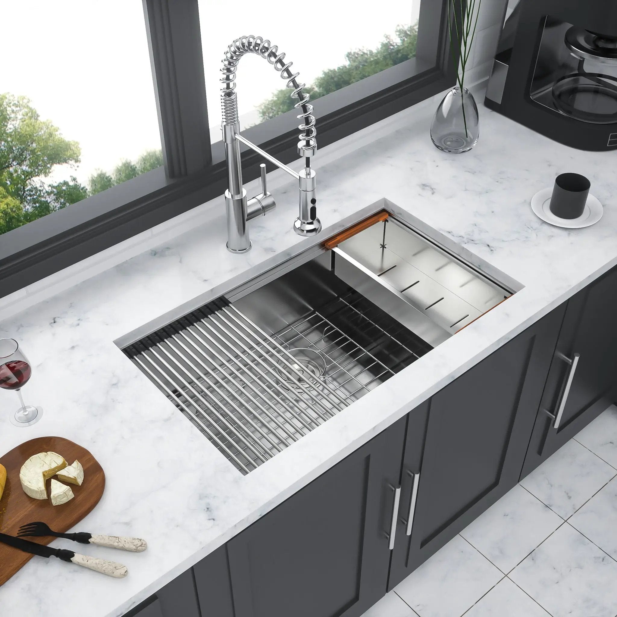 Undermount Workstation Kitchen Sink Stainless Steel Single Bowl by HouseOfZazla