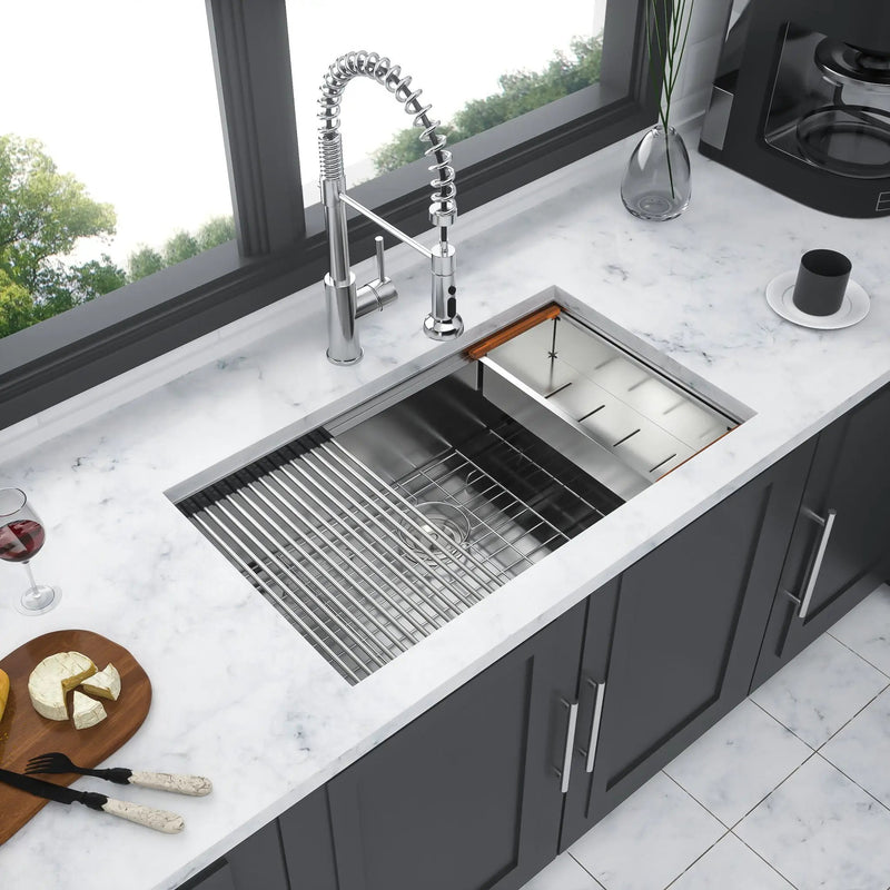 Undermount Workstation Kitchen Sink Stainless Steel Single Bowl by HouseOfZazla