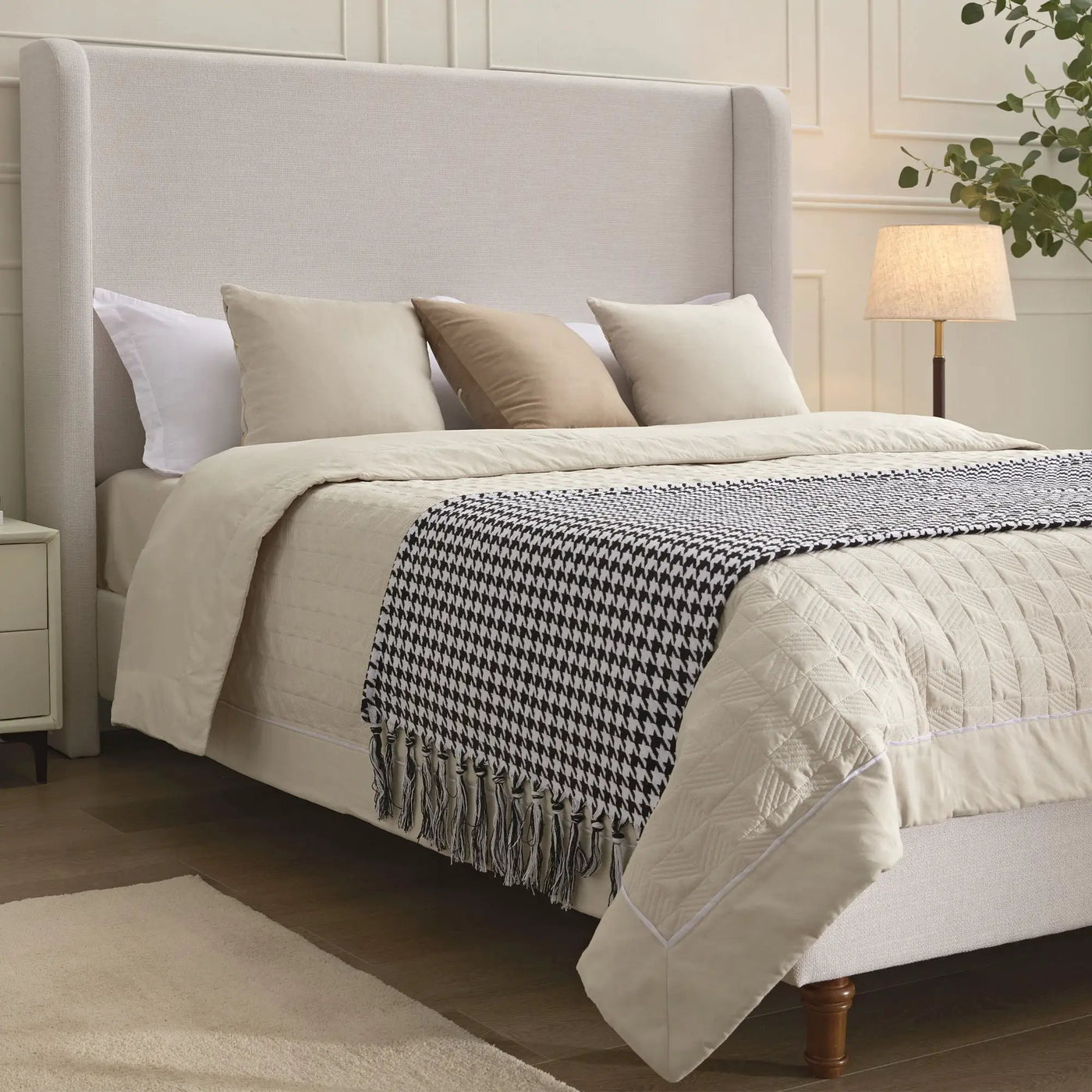 Hayden - Upholstered Wingback Bed With Tall Headboard by Unique Piece Furniture
