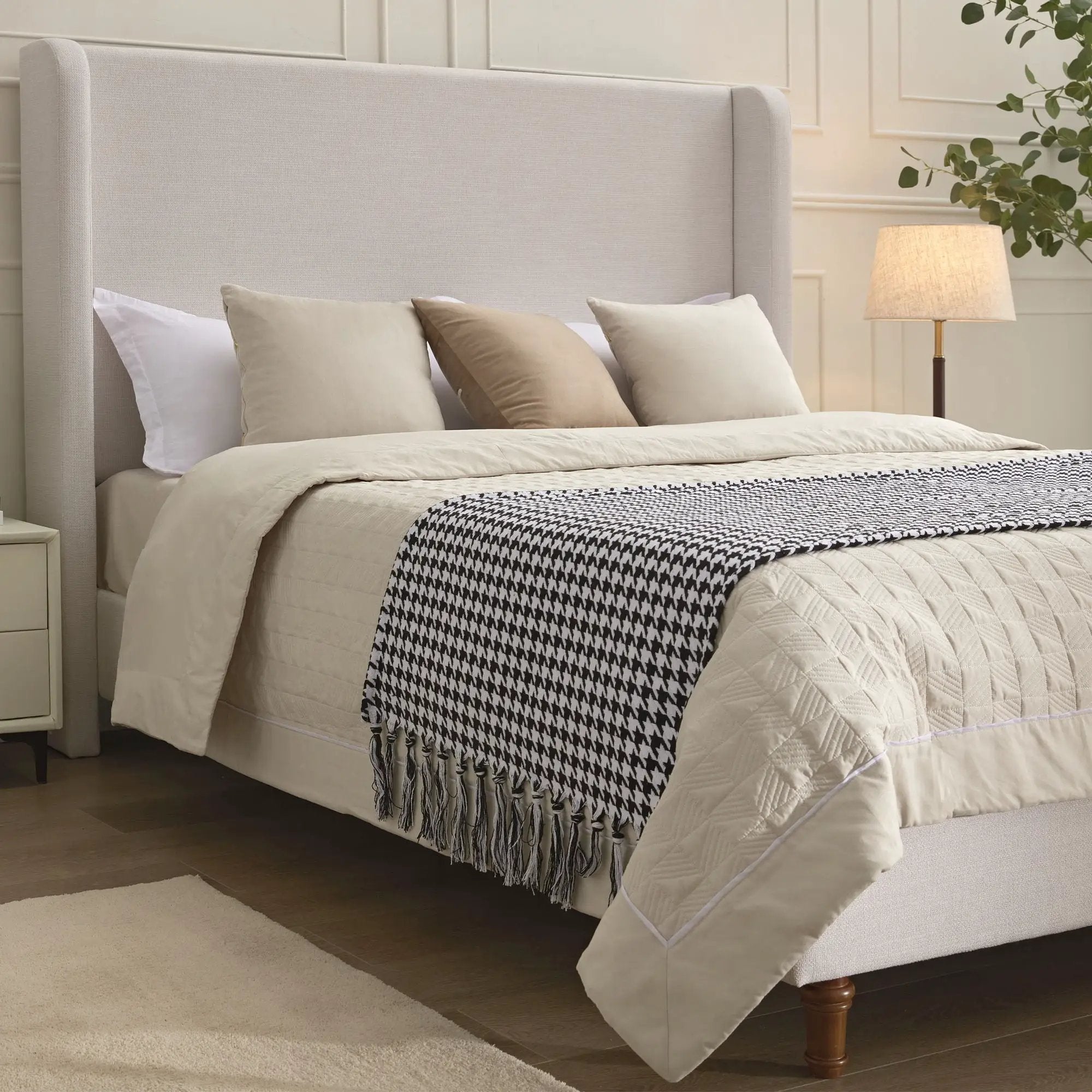 Hayden - Upholstered Wingback Bed With Tall Headboard by Unique Piece Furniture