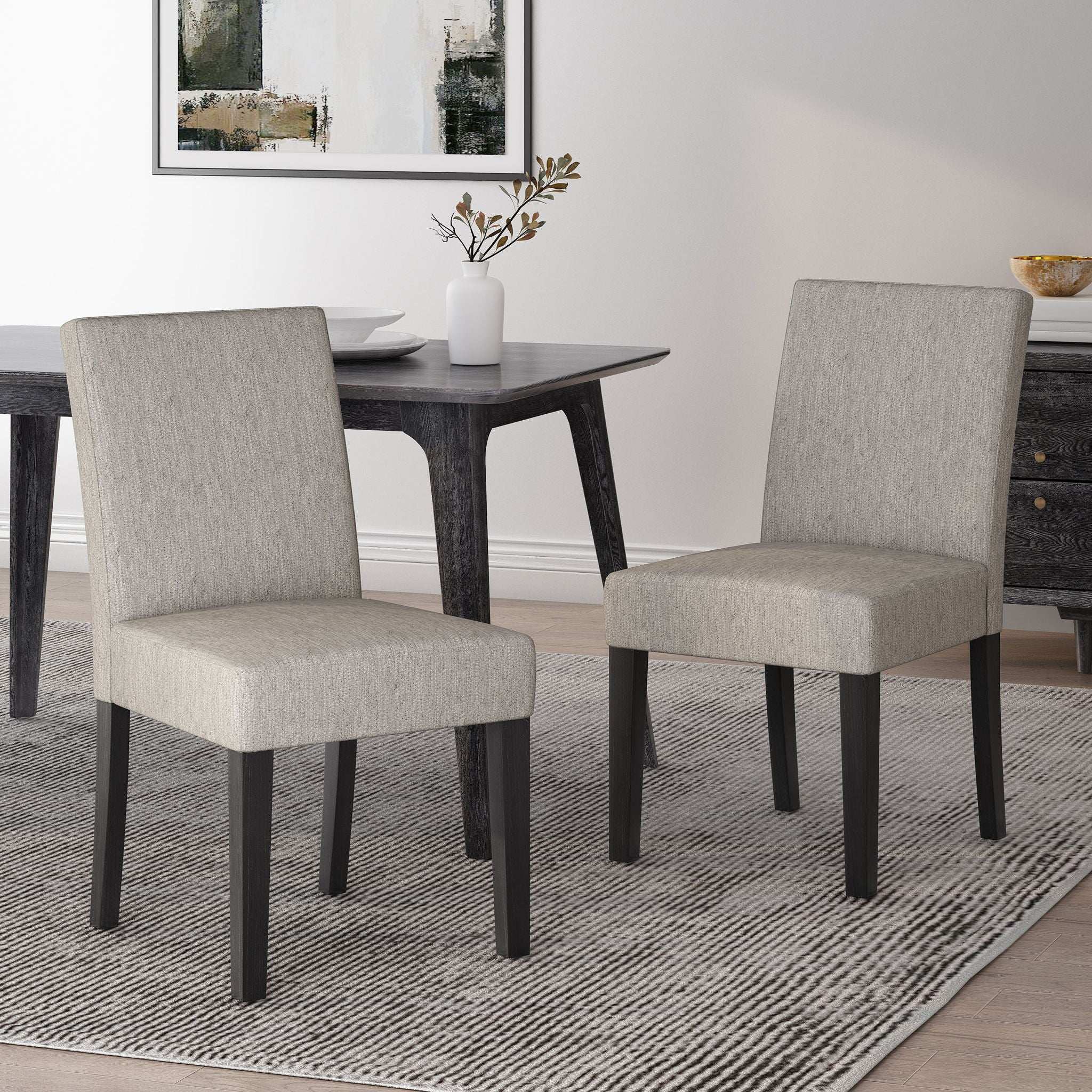 Contemporary Dining Chair With Upholstered Seating and Tapered Legs by HouseOfZazla
