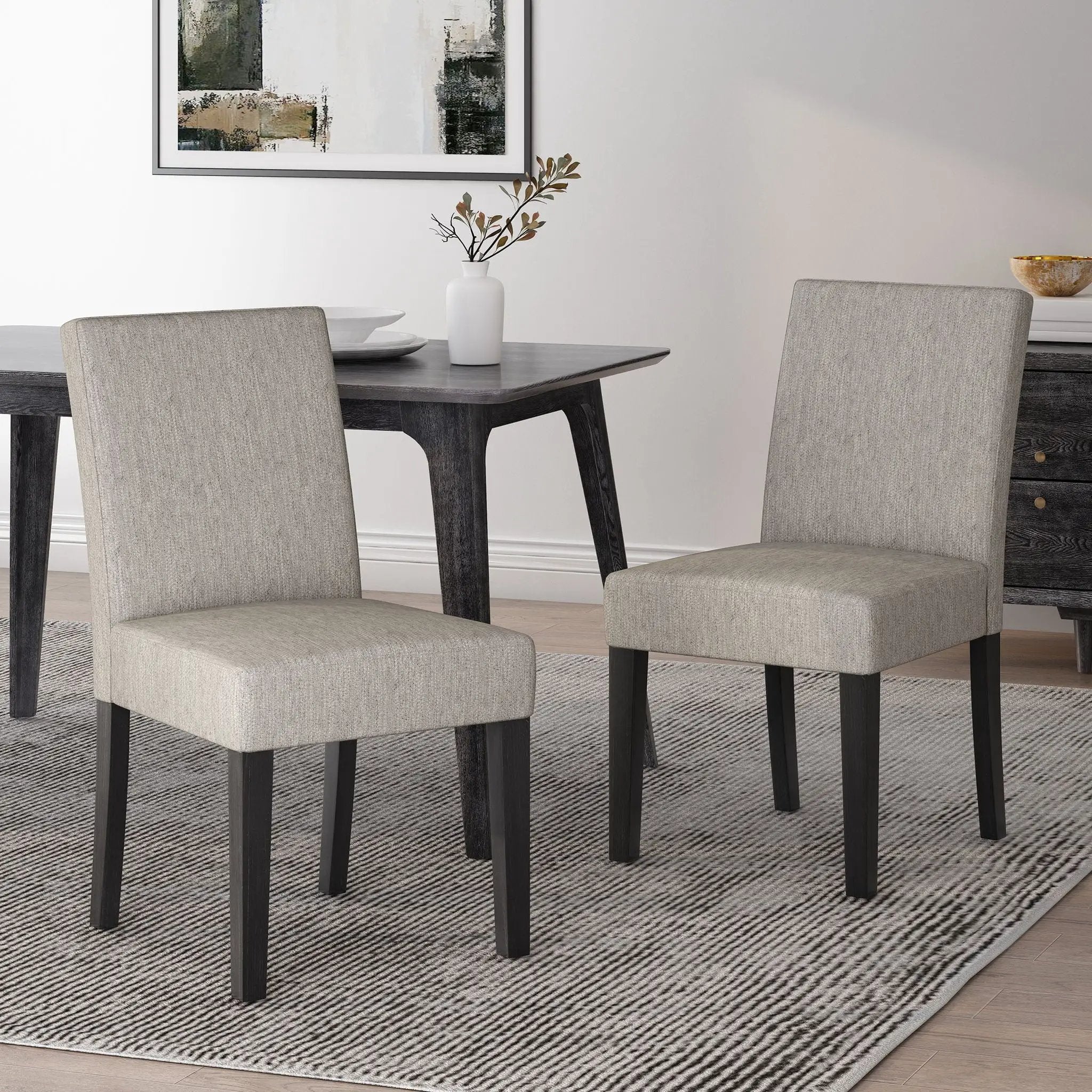 Contemporary Dining Chair with Upholstered Seating and Tapered Legs by HouseOfZazla
