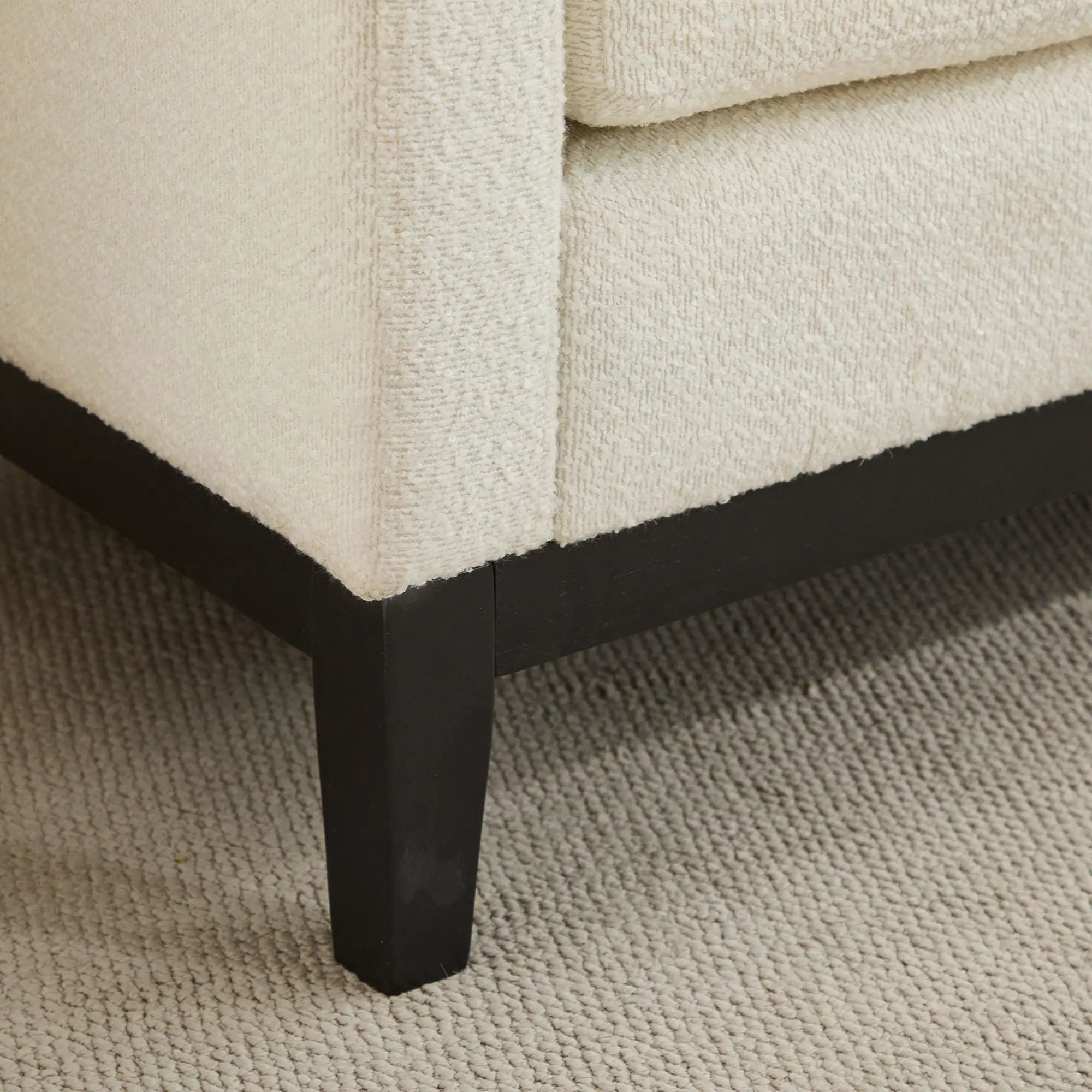 Elegant Upholstered Bench, Daybed, Ottoman With Wood Legs & Bolster Pillows - Ivory Boucle by HouseOfZazla
