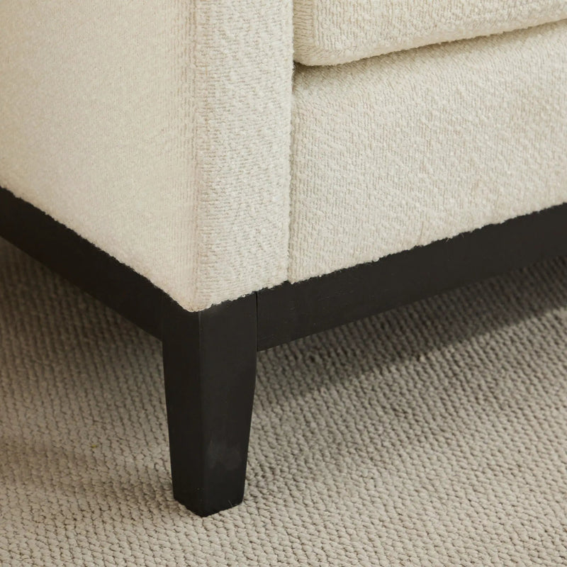 Elegant Upholstered Bench, Daybed, Ottoman With Wood Legs & Bolster Pillows - Ivory Boucle by HouseOfZazla