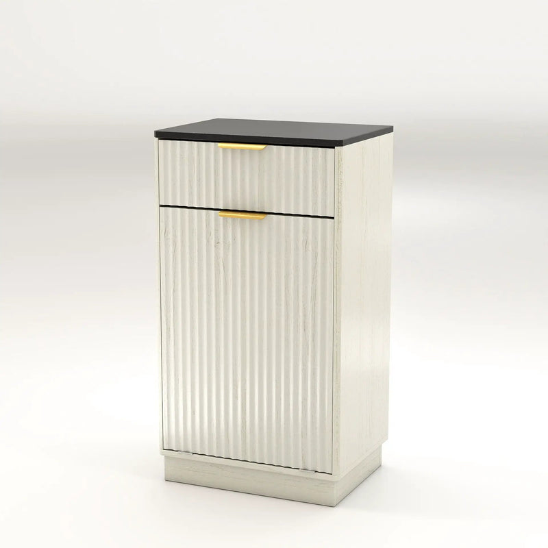 Tilt Out Trash Can Cabinet With Wave Textured Drawer & Pull Out Bin by Unique Piece Furniture