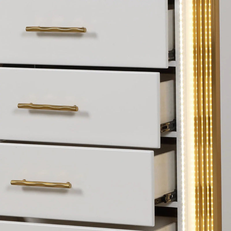 Obsession - 5 Drawer LED Chest - White by HouseOfZazla