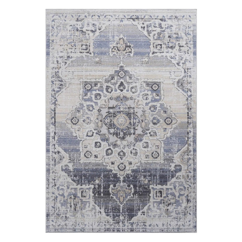 Payas - 8' X 10' Medallion Area Rug - Cream / Blue by HouseOfZazla
