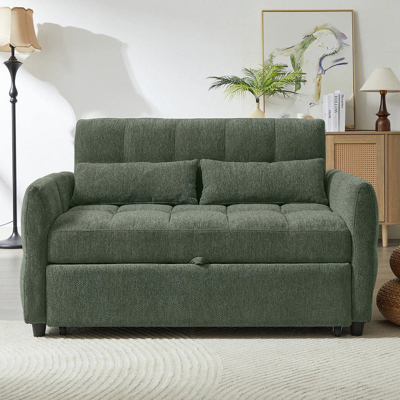 Loveseat Sofa Pull-Out Bed With Adjustable Backrest, 3 USB Ports And 2 Lumbar Pillows For Living Room by HouseOfZazla