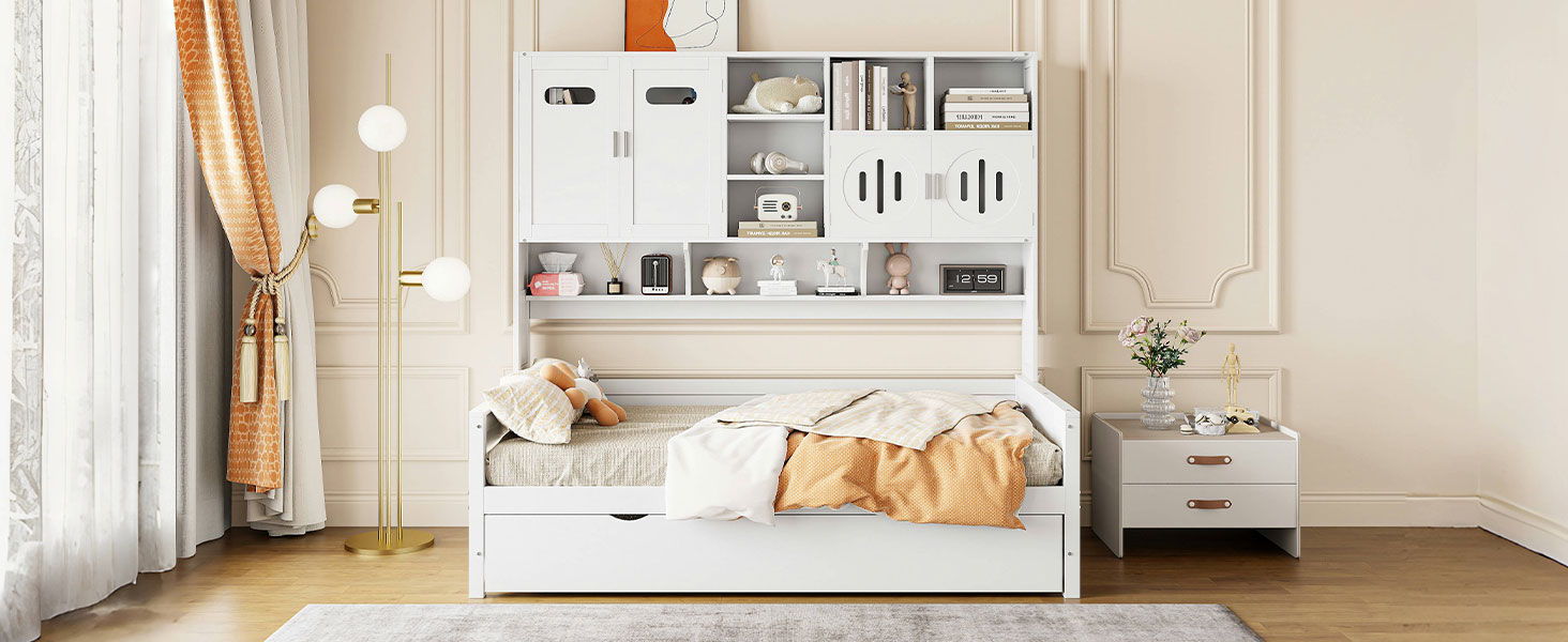 Daybed With All-In-One Cabinet And Shelf by HouseOfZazla