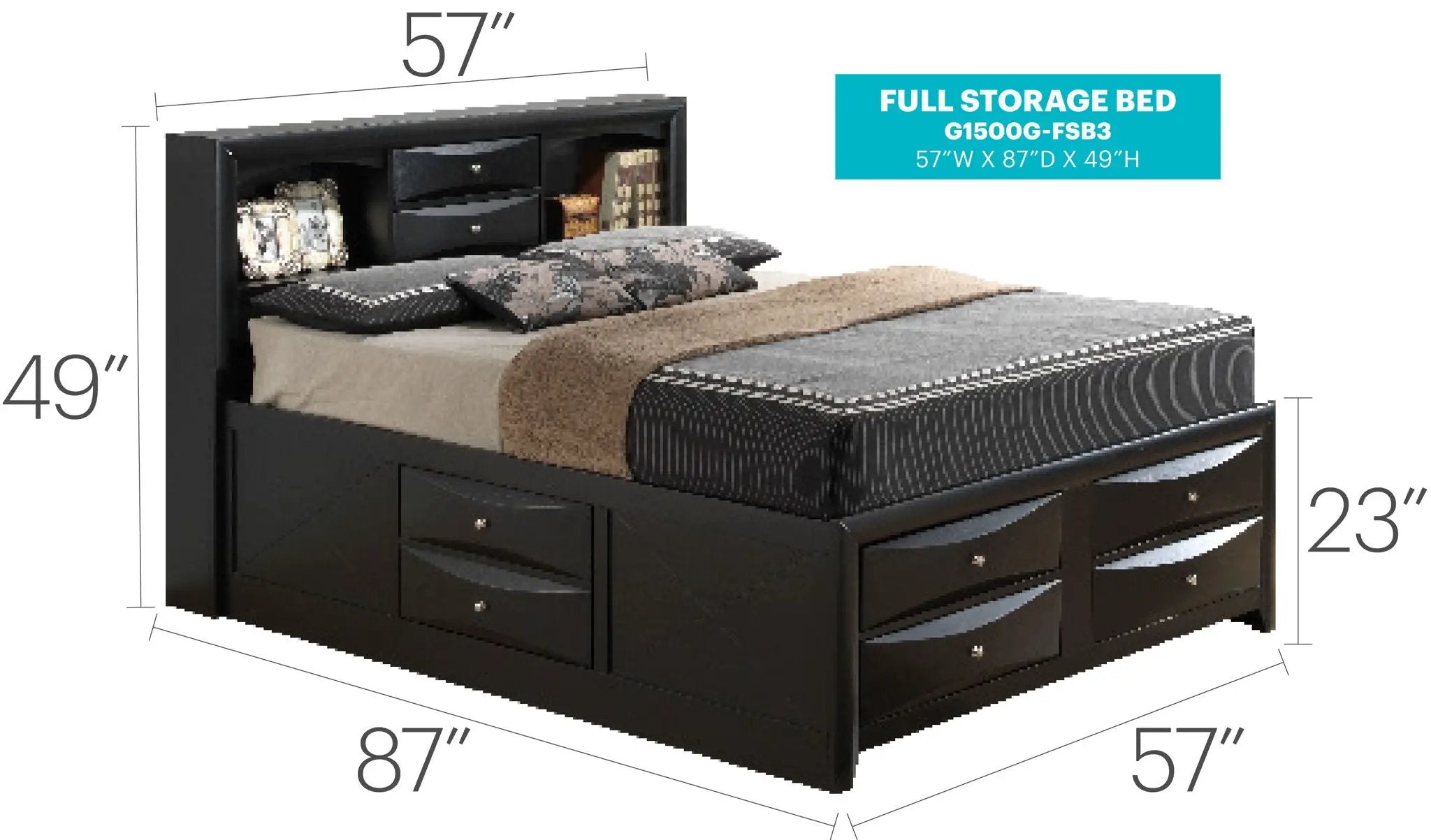 Modern Design Storage Bed With Bookcase Headboard by Unique Piece Furniture