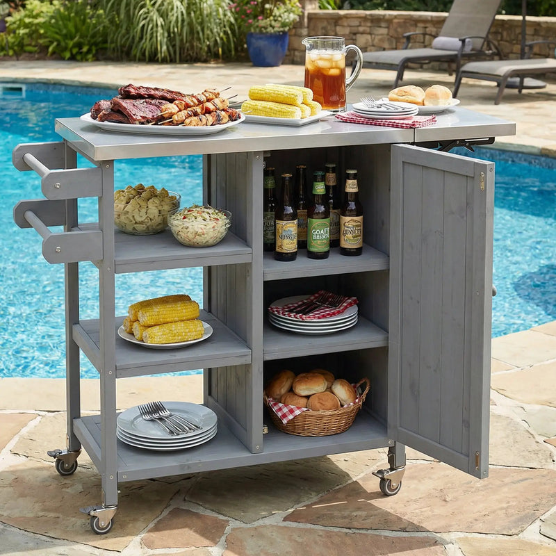 Foldable Outdoor Kitchen Island Patio Kitchen Cart by HouseOfZazla