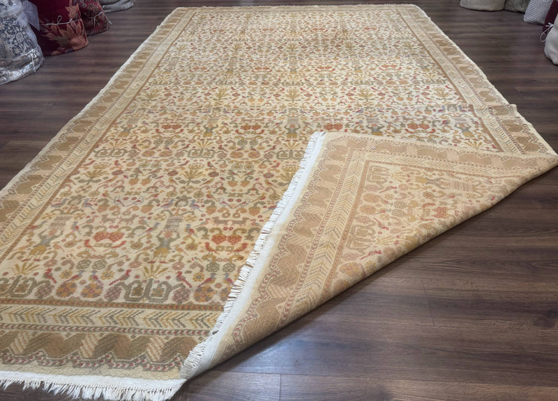 Large Spanish Portuguese Rug 9x15, Beige, Vintage, Allover Pattern, Wool by Jewel Rugs