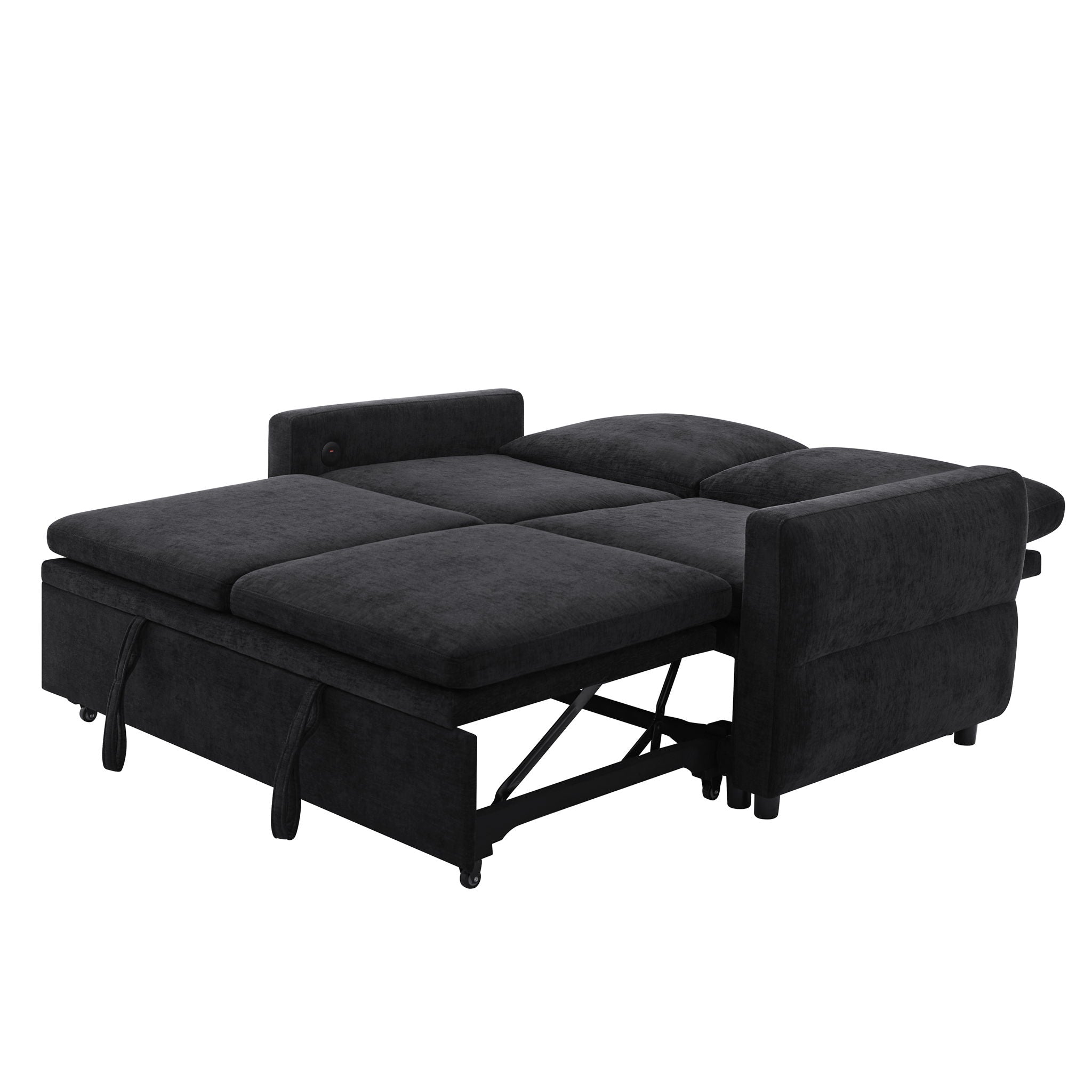 Convertible Sofa Bed Loveseat With Adjustable Backrest And USB Ports by HouseOfZazla