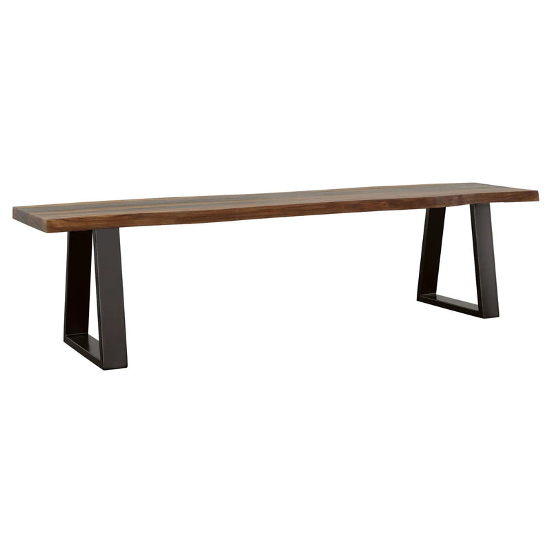 Ditman Live Edge Wood Dining Bench Grey Sheesham by Unique Piece Furniture