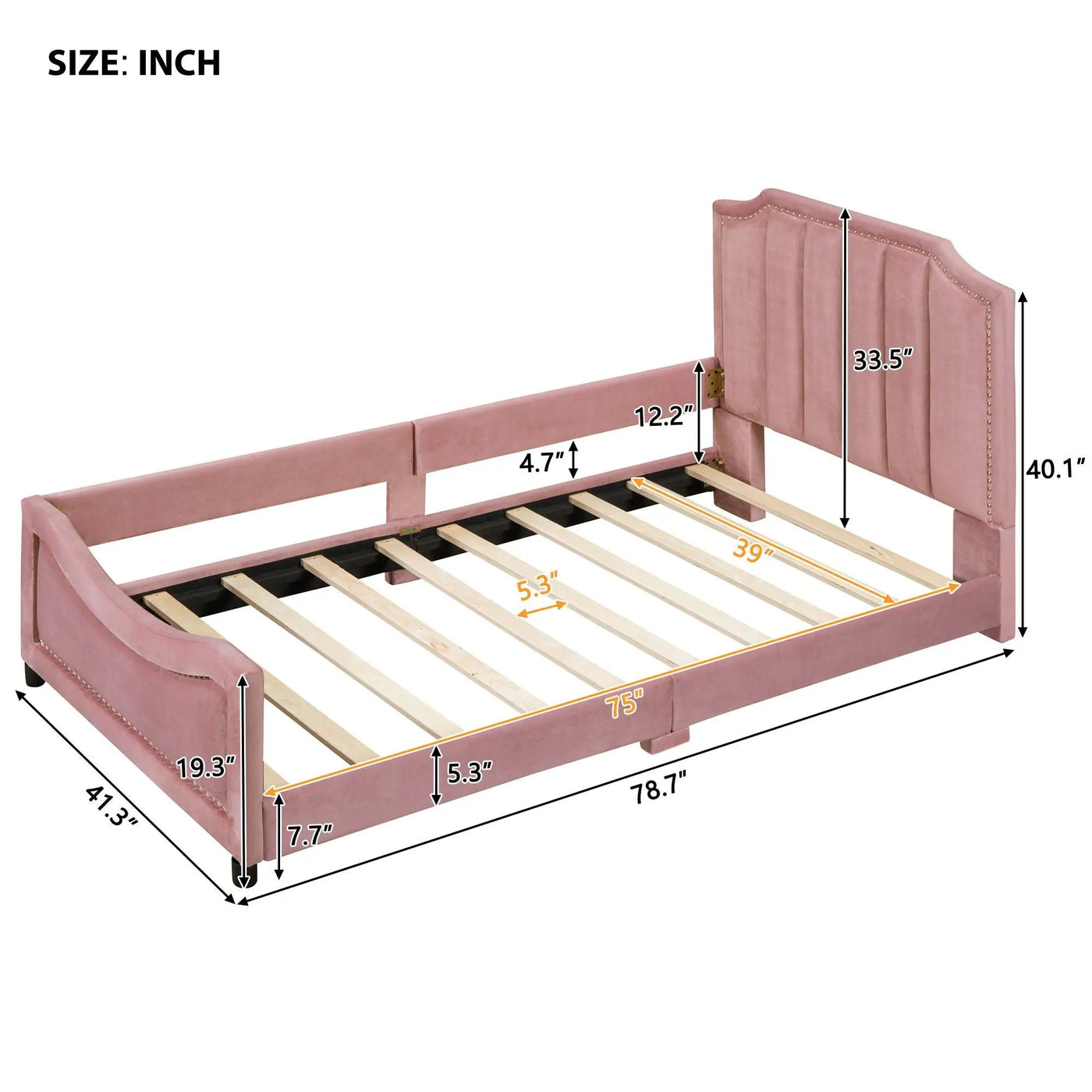 Upholstered Daybed With Classic Stripe Shaped Headboard by Unique Piece Furniture