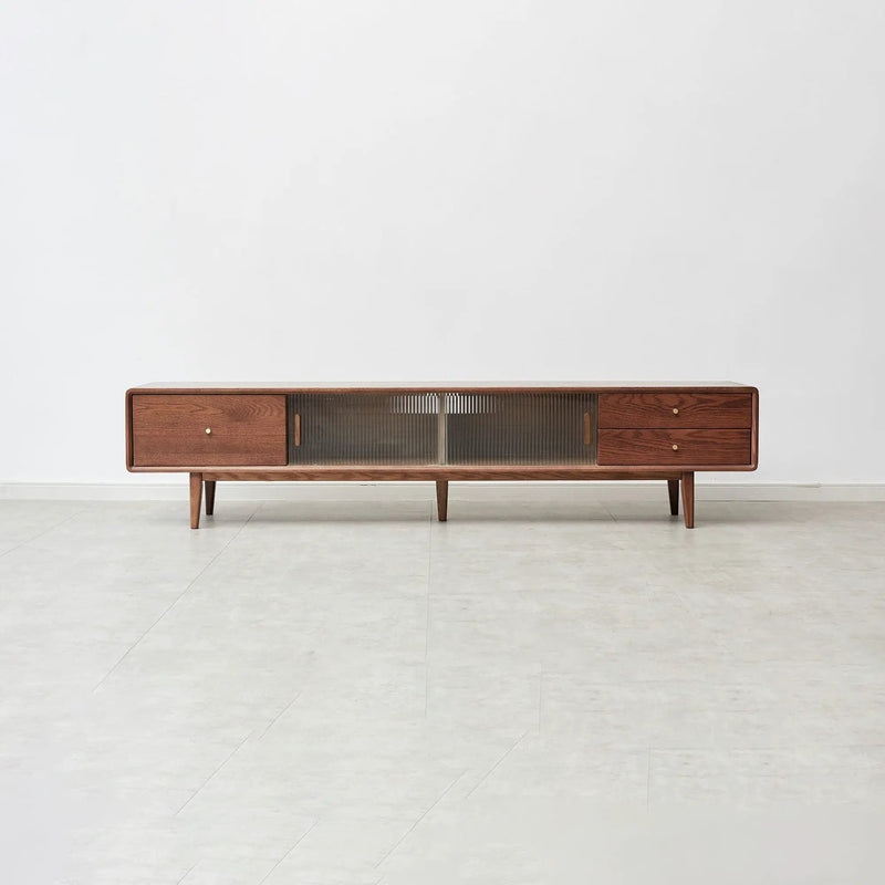 TV Cabinet With Chinese Changhong Glass Doors, Two Drawer Storage Space TV Standing by HouseOfZazla