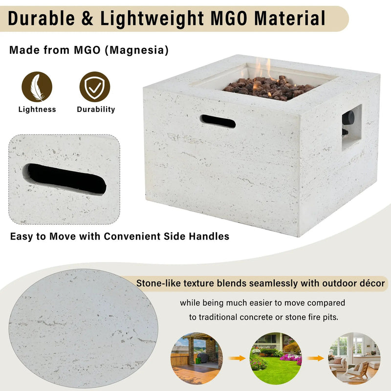 U_Style MGO Outdoor Square Fire Pit with Steel Burner by HouseOfZazla