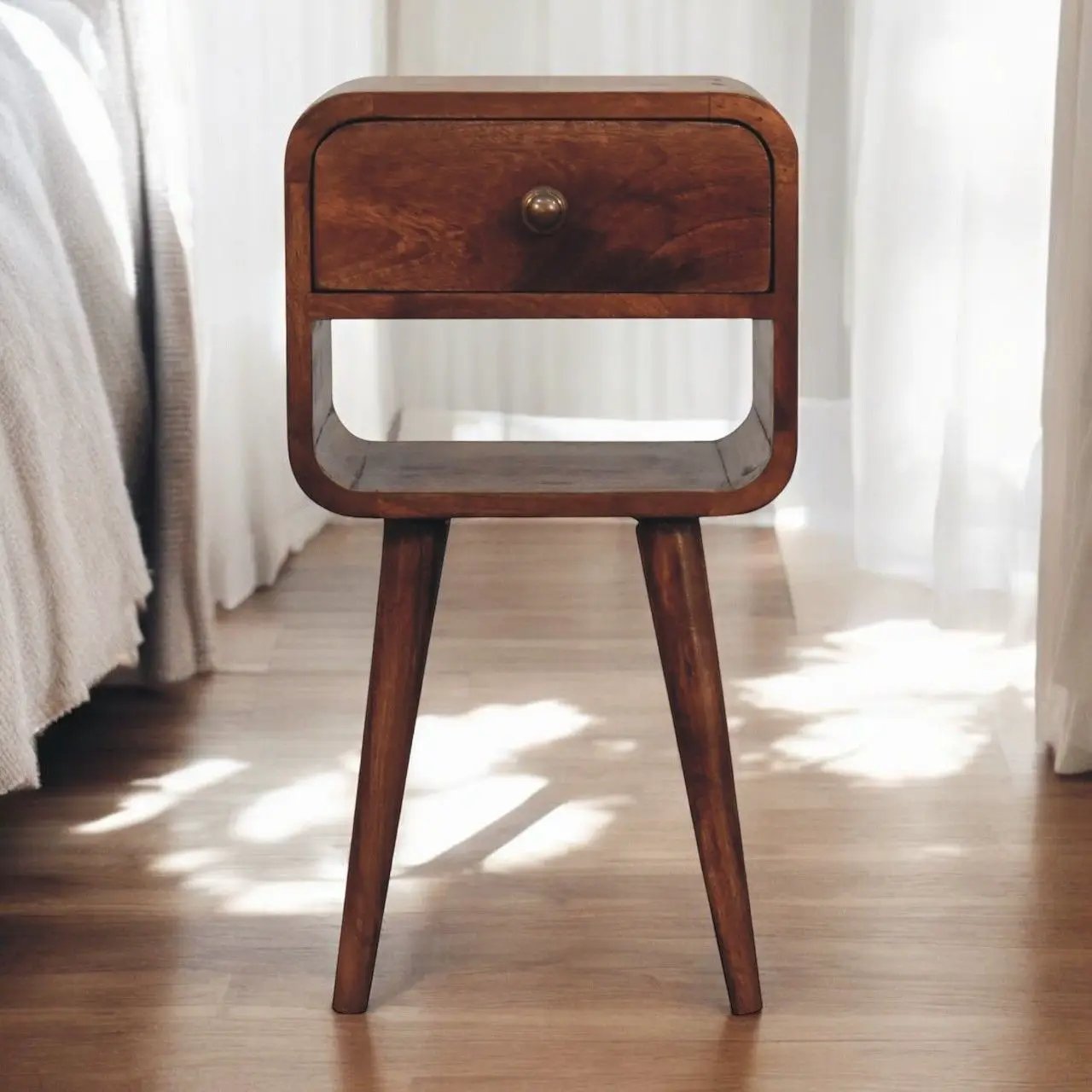Mini California Curved Nightstand Wth Lower Slot by Unique Piece Furniture