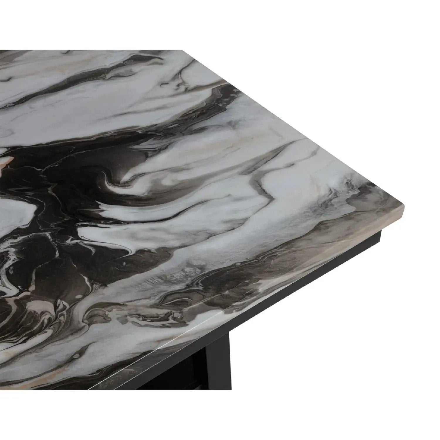 Counter Dining Table With Storage Bottom Shelf For Kitchen - Black by HouseOfZazla