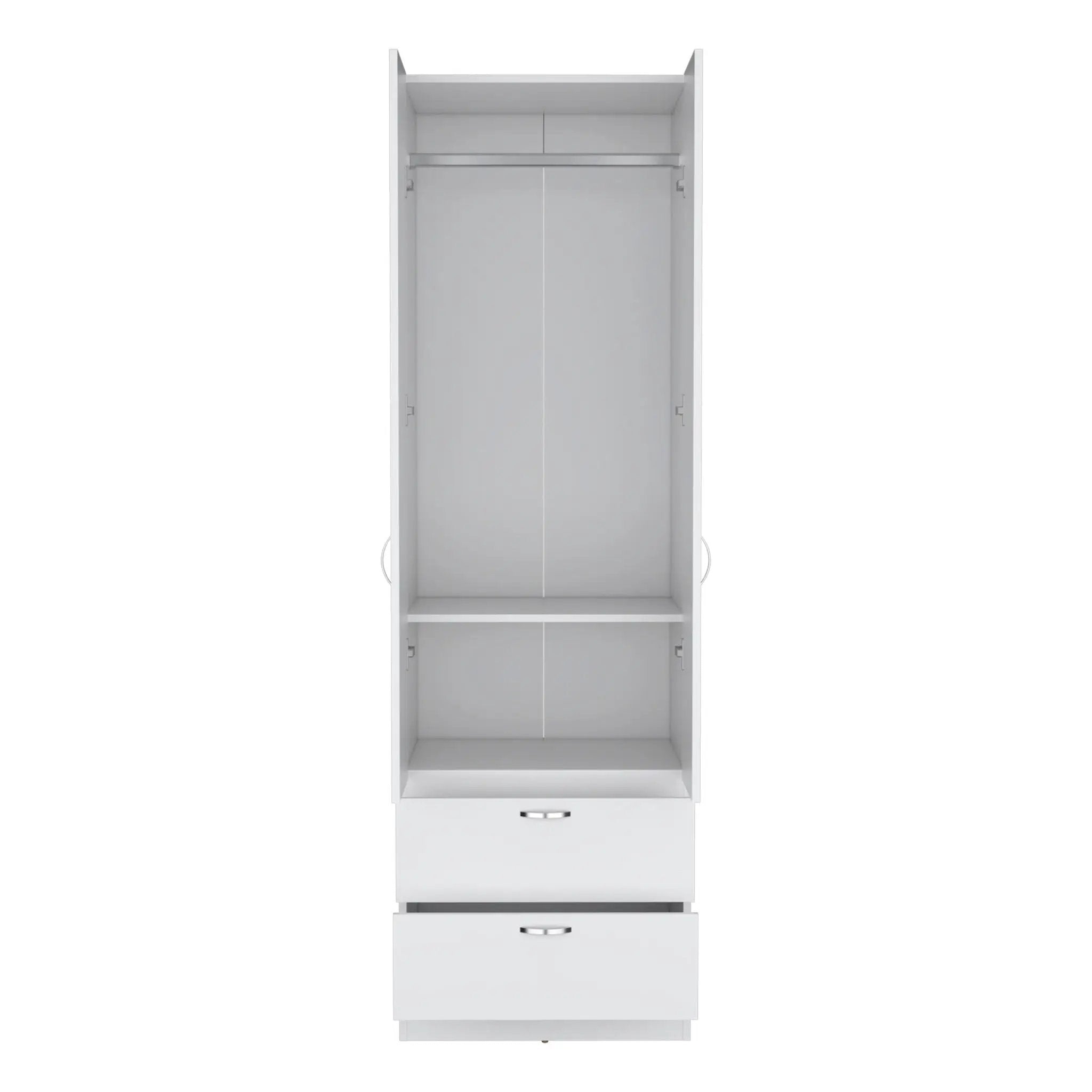 Armoire Organiser, Two Shelves, Rod, Double Door Cabinet Armoire by Unique Piece Furniture