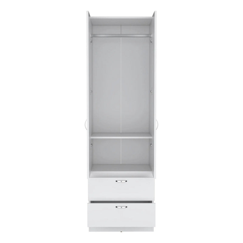 Armoire Organiser, Two Shelves, Rod, Double Door Cabinet Armoire by Unique Piece Furniture