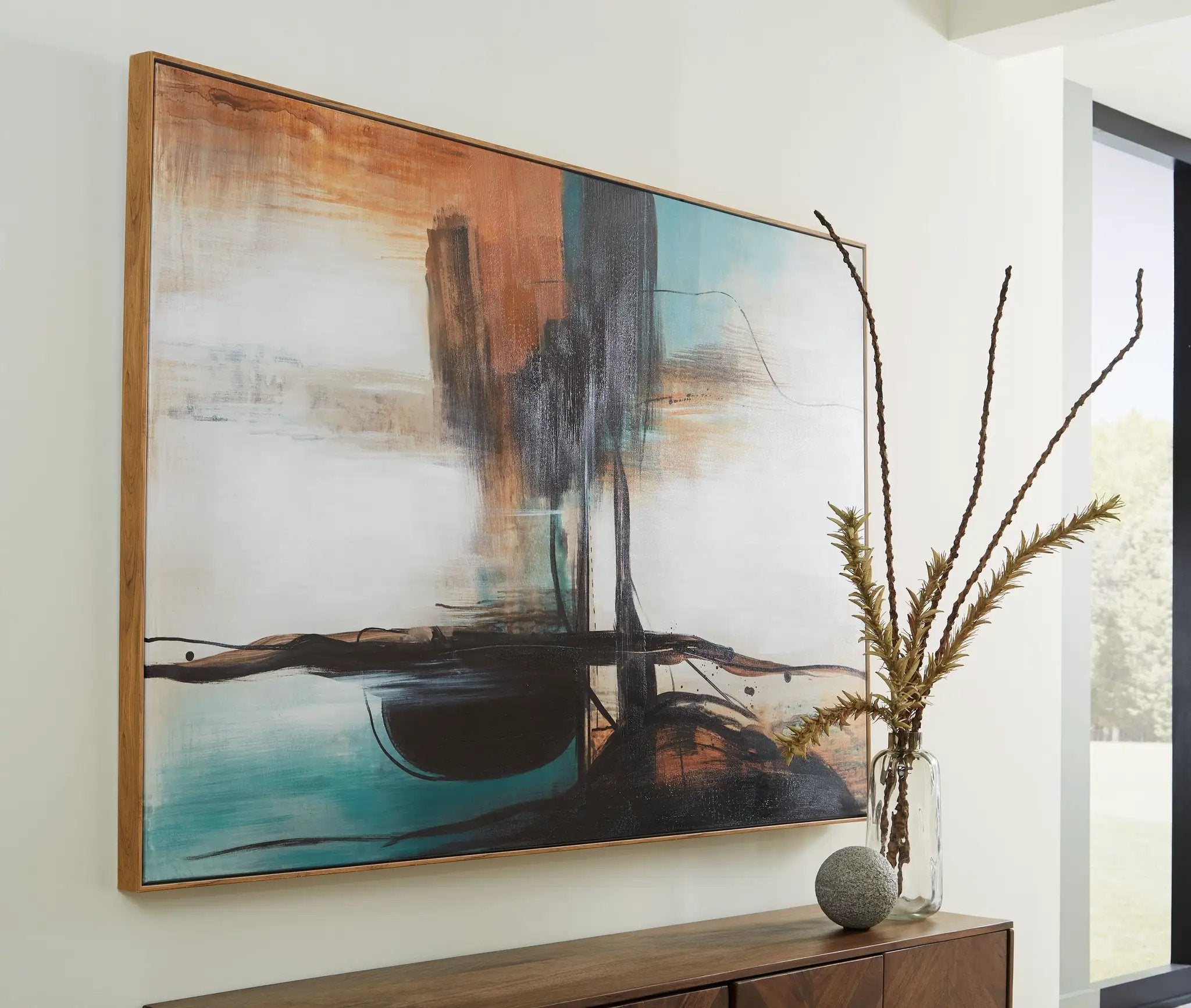 Brunonia - Wall Art - Teal / Orange / Black by Unique Piece Furniture
