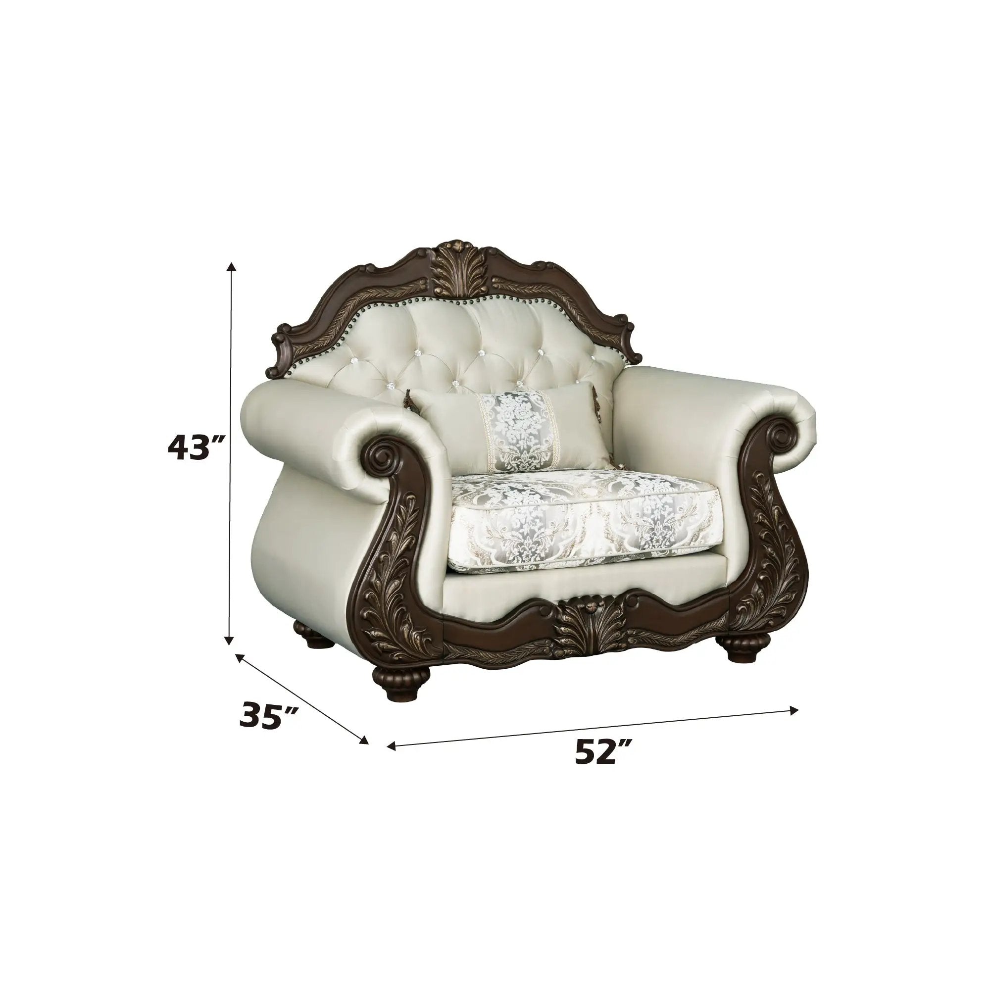 Pierce 2-Piece Traditional Living Room Set, Upholstered Loveseat and Accent Chair with Carved Wood Frame by HouseOfZazla