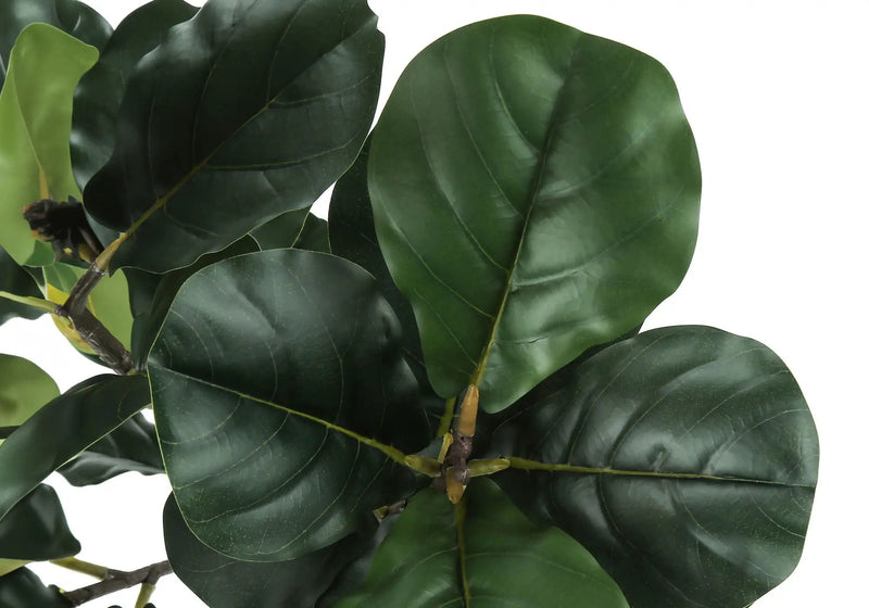 47" Tall, Artificial Plant, Fiddle Tree, Indoor, Fake, Floor, Greenery, Potted, Real Touch, Decorative - Green / Black by Unique Piece Furniture
