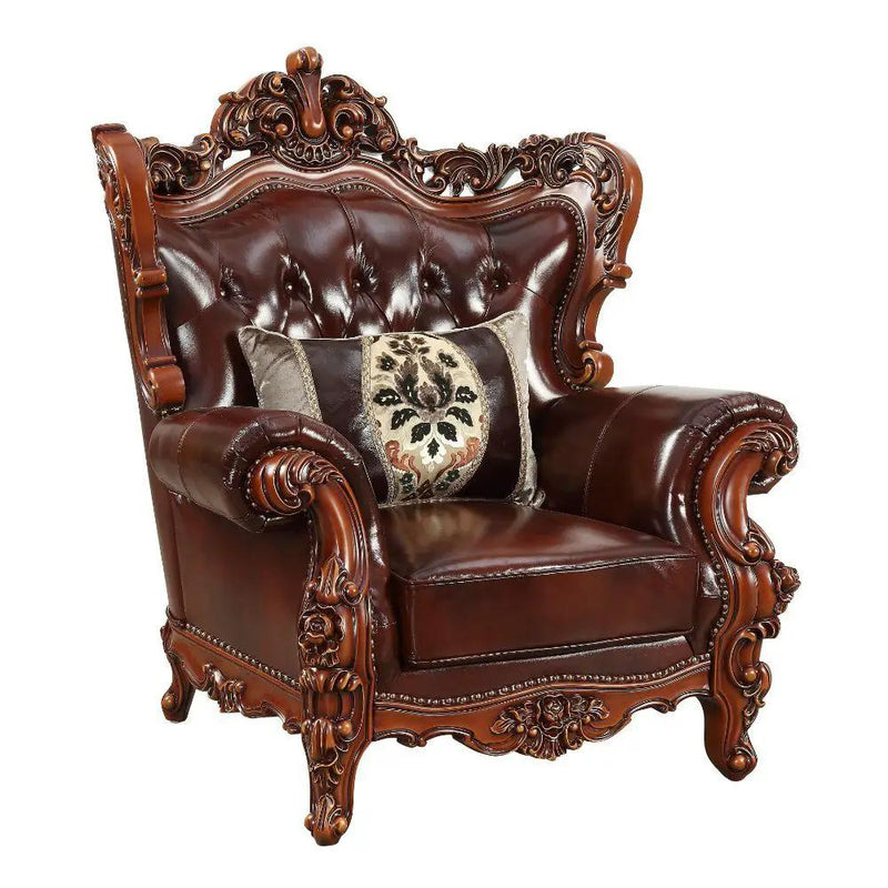 Eustoma - Chair - Cherry Top Grain Leather Match & Walnut by Unique Piece Furniture
