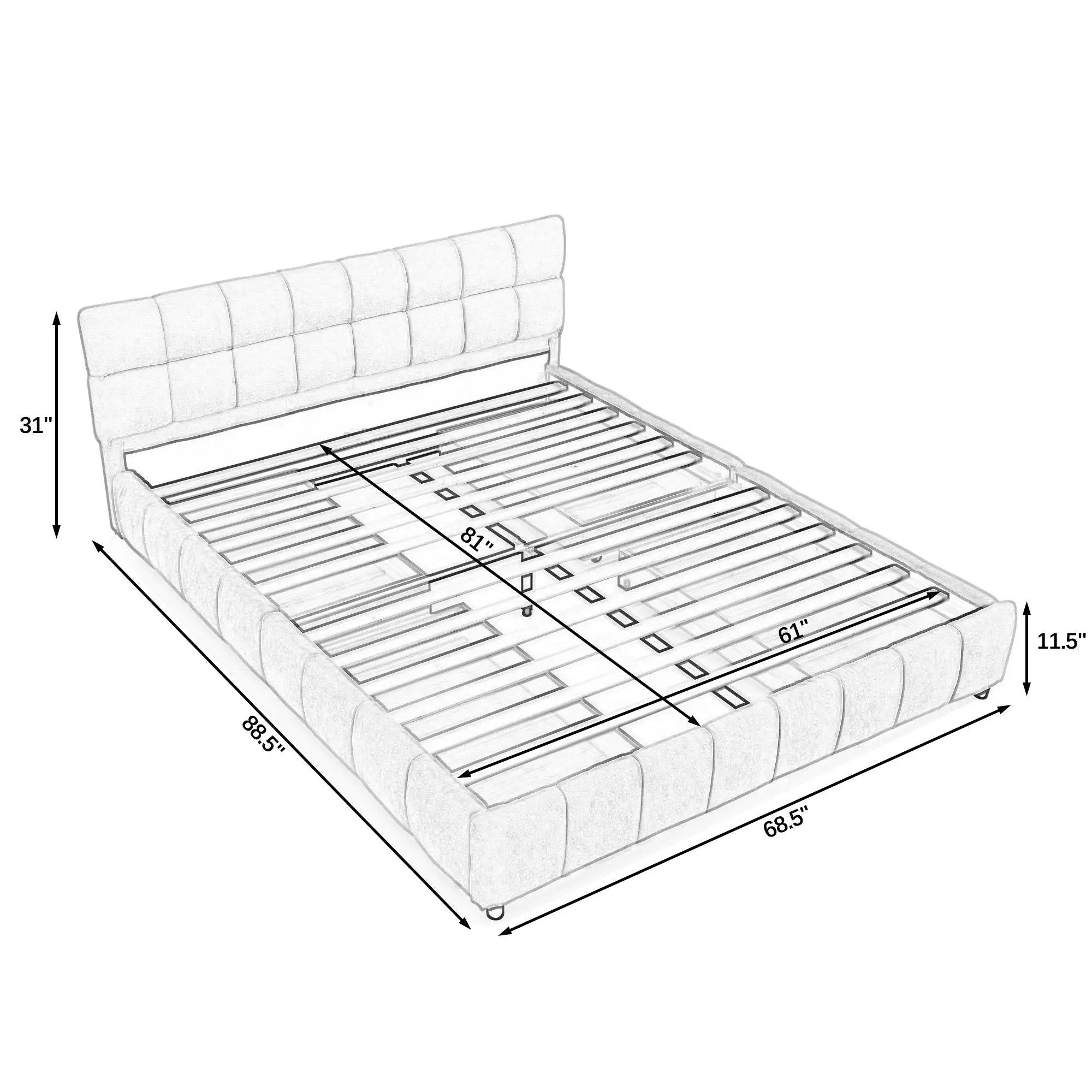 Modern Platform Bed Frame With Thick Fabric by Unique Piece Furniture
