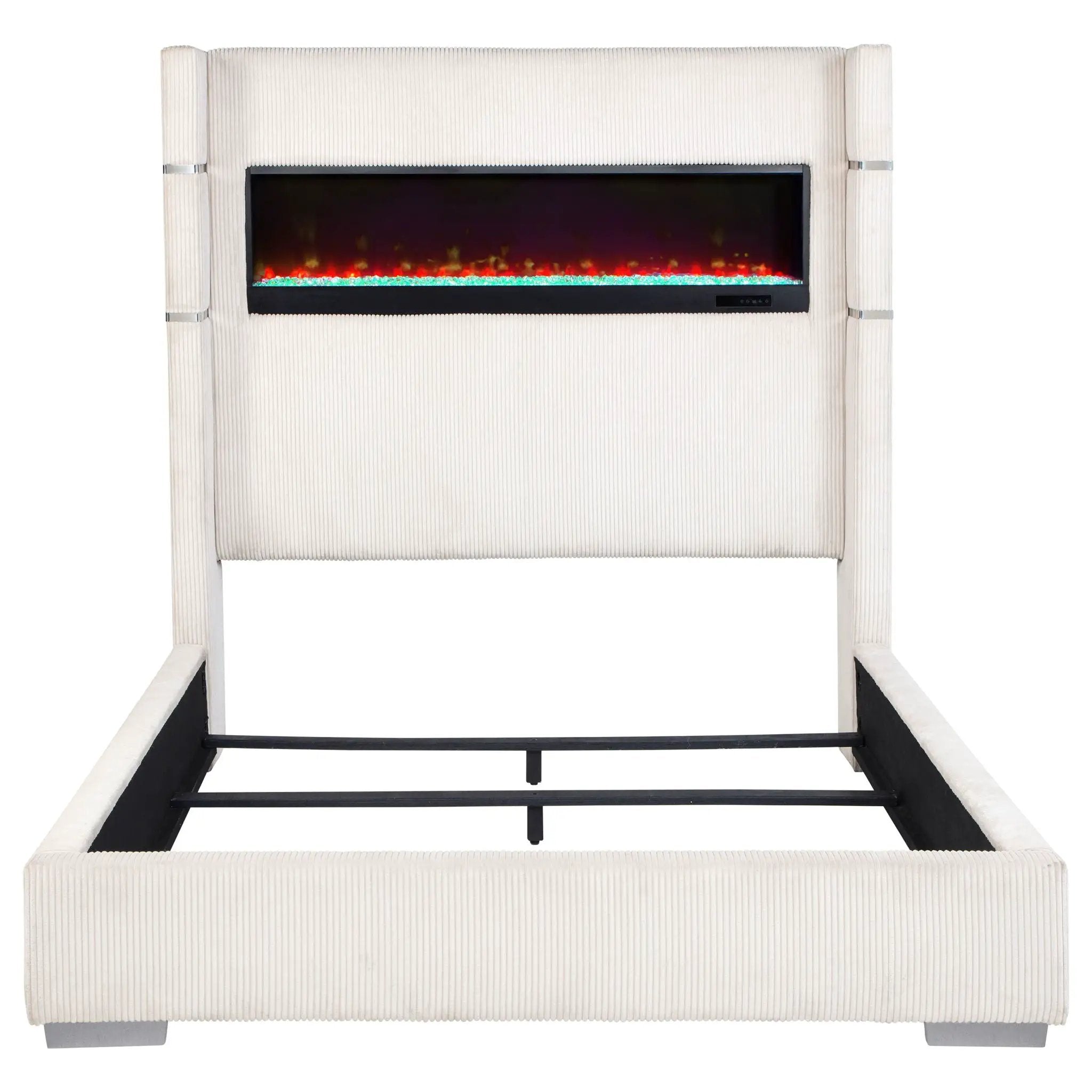 Tisdall Upholstered Cal King Flame Visualizer Bed Cream by Unique Piece Furniture