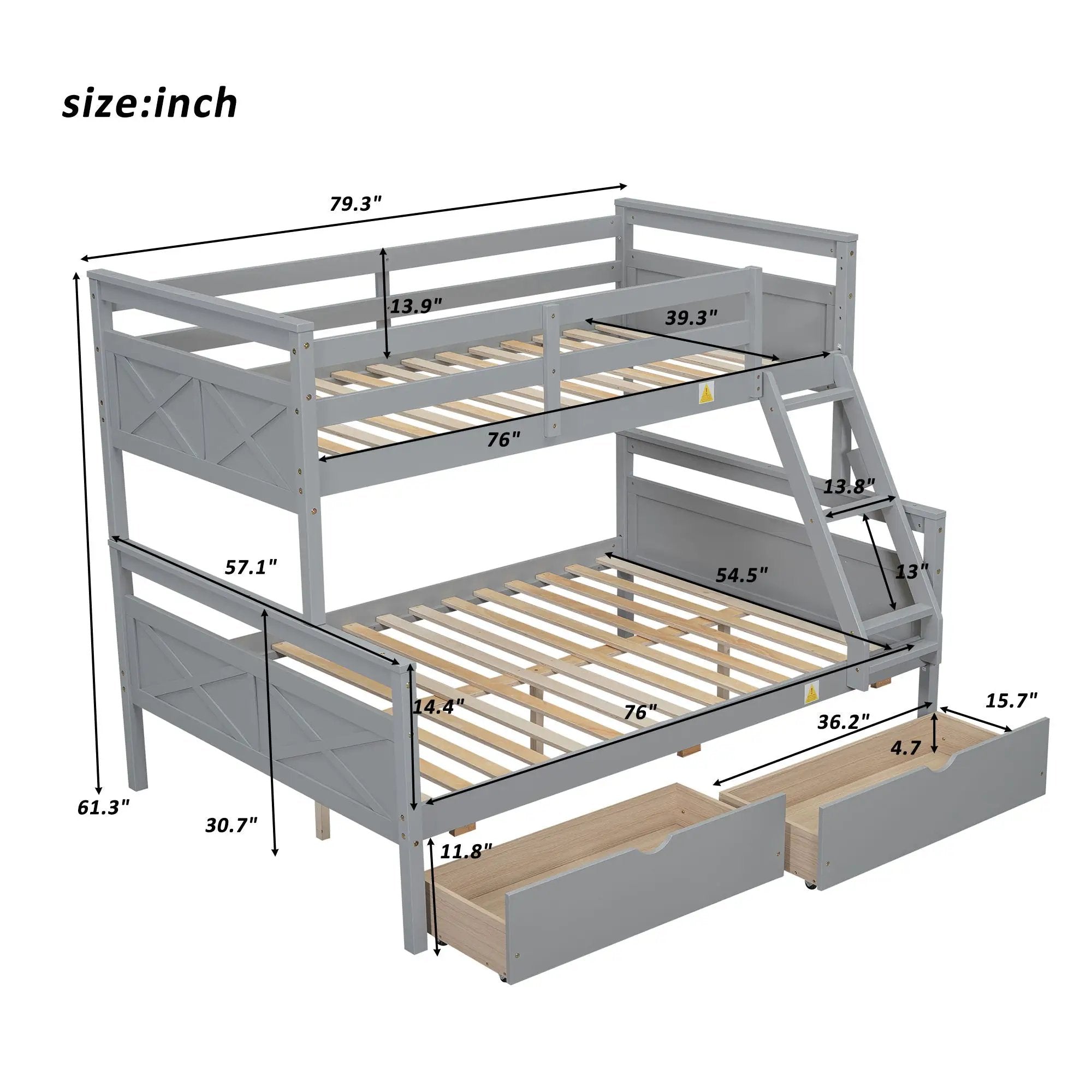 Bunk Bed With Ladder And Safety Guardrail by Unique Piece Furniture