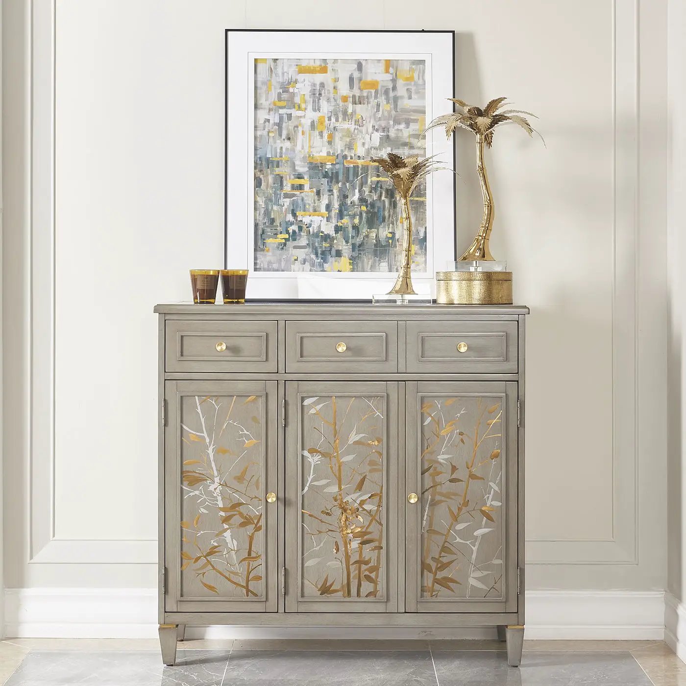 Dauphin - Handpainted Entryway Storage Cabinet - Gray Cashmere by HouseOfZazla