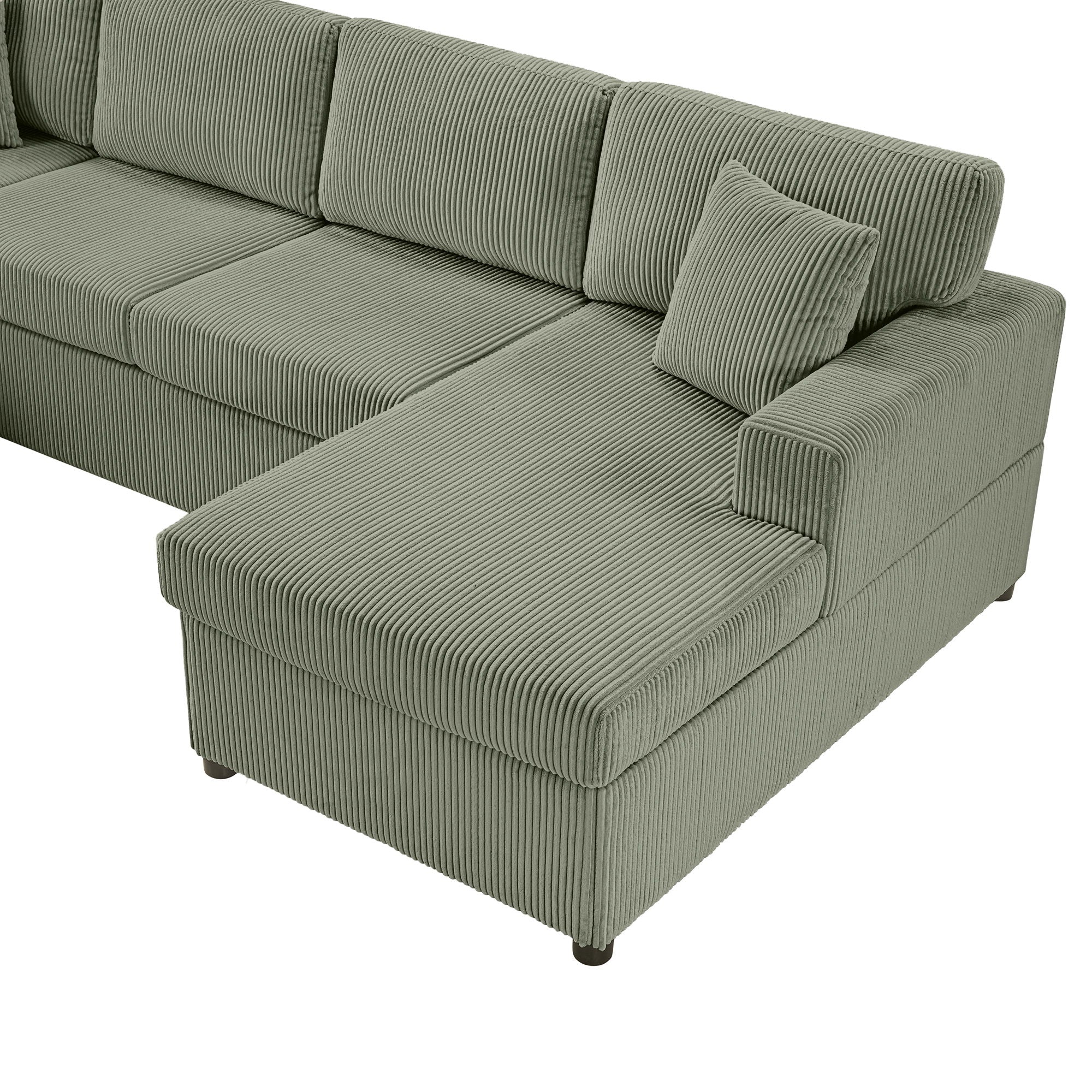 Oversized Sectional U-Shaped Sofa With Chaise Lounge And Three Soft Throw Pillows by HouseOfZazla