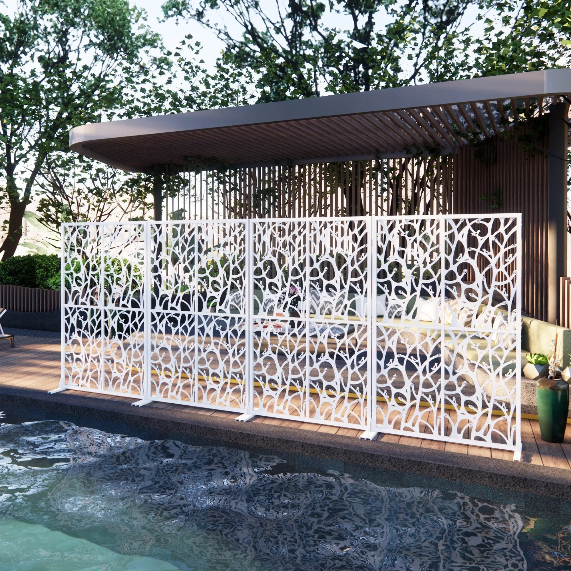 Metal Privacy Screens W3.8Ft x H6Ft Outdoor and Indoor Divider by HouseOfZazla