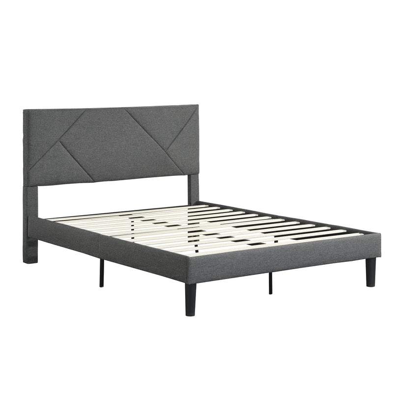 Upholstered Platform Bed Frame With Headboard, Wood Slat Support by Unique Piece Furniture