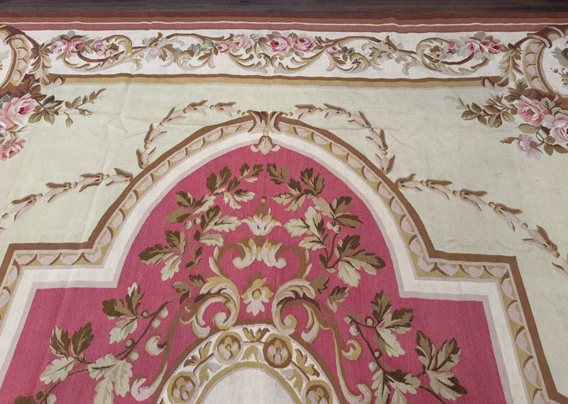 Large Aubusson Rug 10x14, European Elegant French Design, Floral Carpet by Jewel Rugs