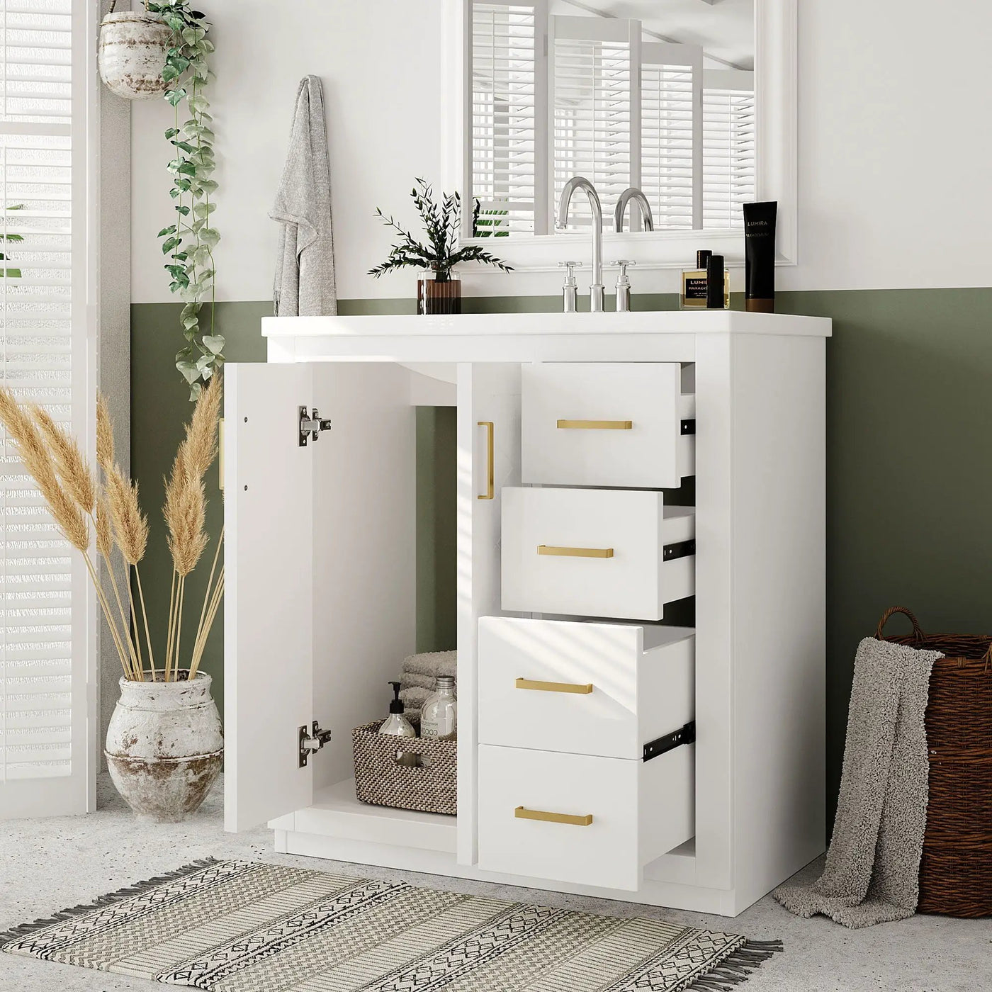 Bathroom Vanity With Sink, Storage Cabinet, Freestanding Set With 3 Drawers & Soft Closing Doors by Unique Piece Furniture