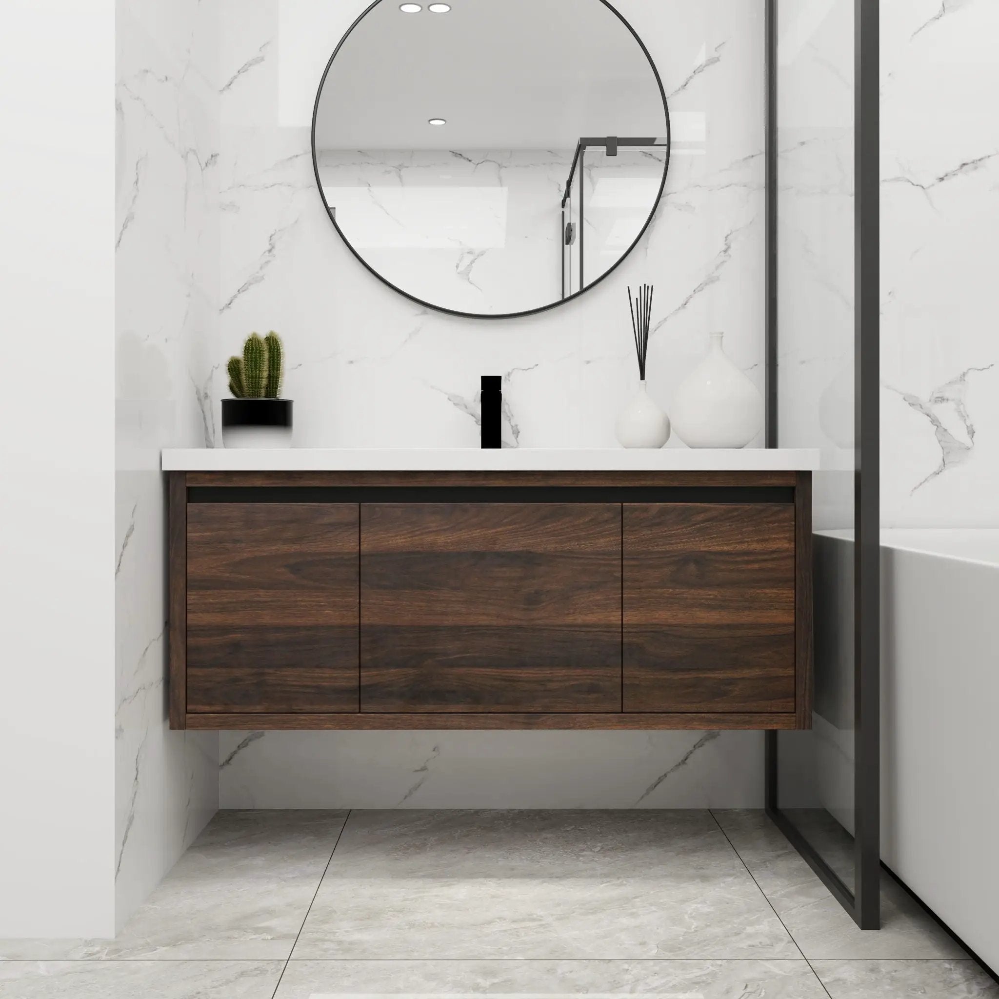Floating Bathroom Vanity With Resin Sink And Soft Close Doors by Unique Piece Furniture