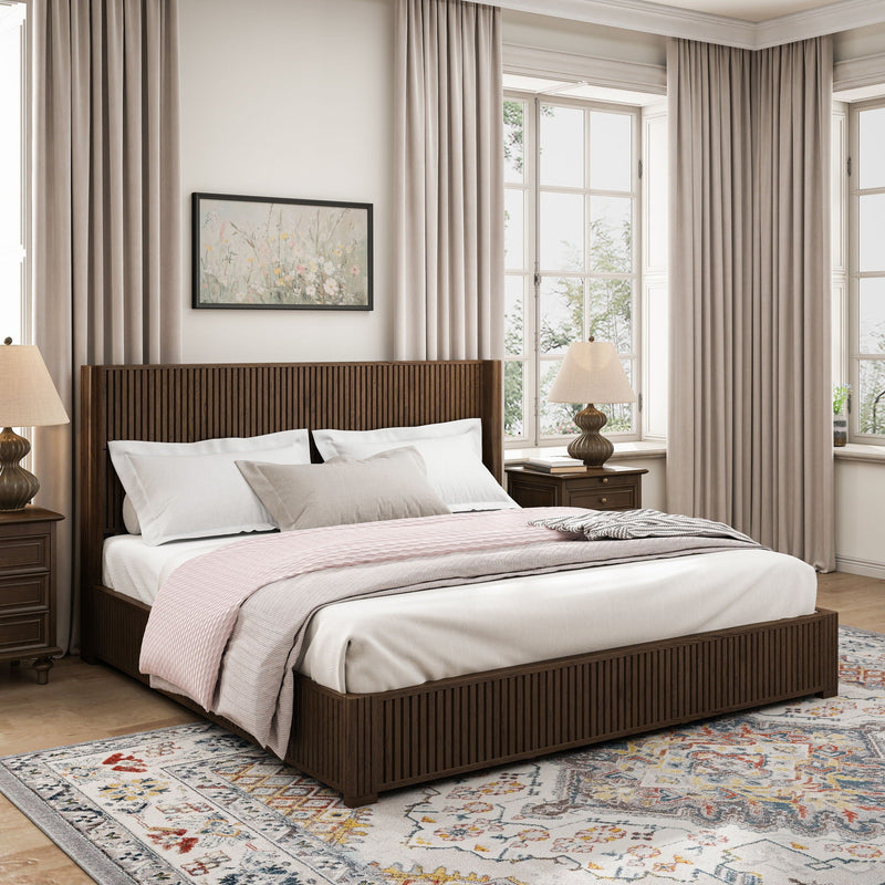 Platform Bed Frame With Headboard, Floor Standing Design by HouseOfZazla