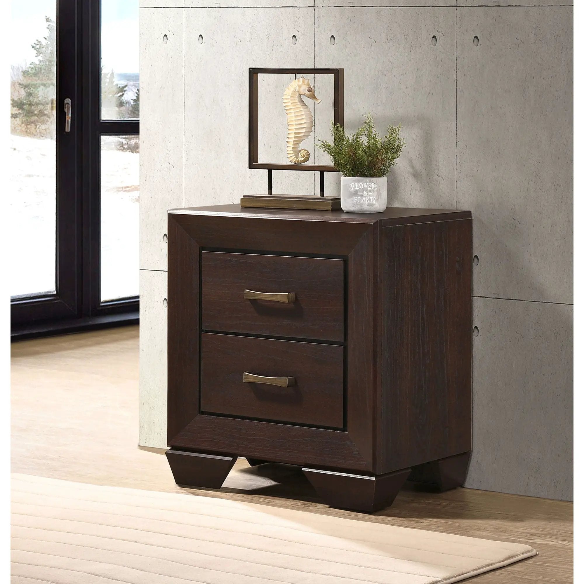 Copper - 2 Drawer Rectangular Nightstand