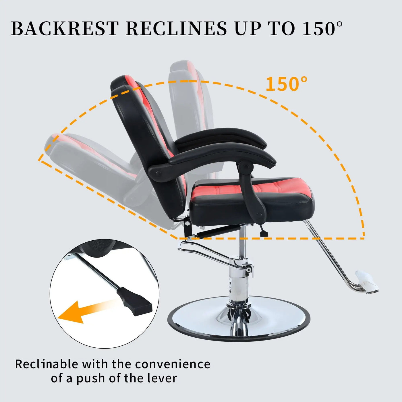Classic Reclining Barber Chair Salon Chair For Hair Stylist With Heavy Duty Hydraulic Pump, 360° Rotation, Tattoo Chair Shampoo Beauty Salon Equipment, Max Load Weight 330 Lbs by HouseOfZazla
