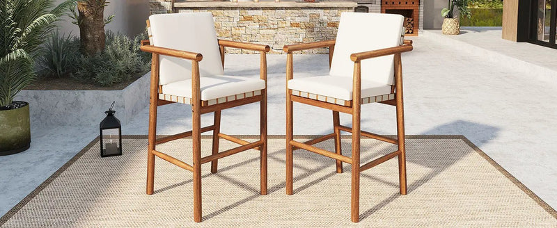 Outdoor Counter Height Bar Stools Set of 2 with Cushions by HouseOfZazla