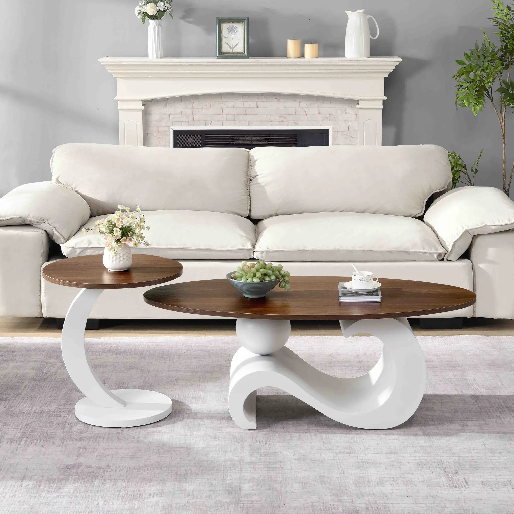 White Nesting Coffee Table Set of 2 by HouseOfZazla