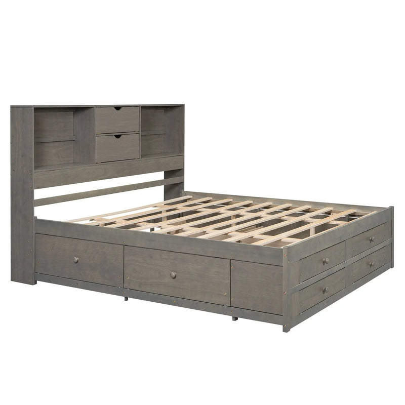 Platform Bed With Storage Headboard And 8 Drawers by Unique Piece Furniture