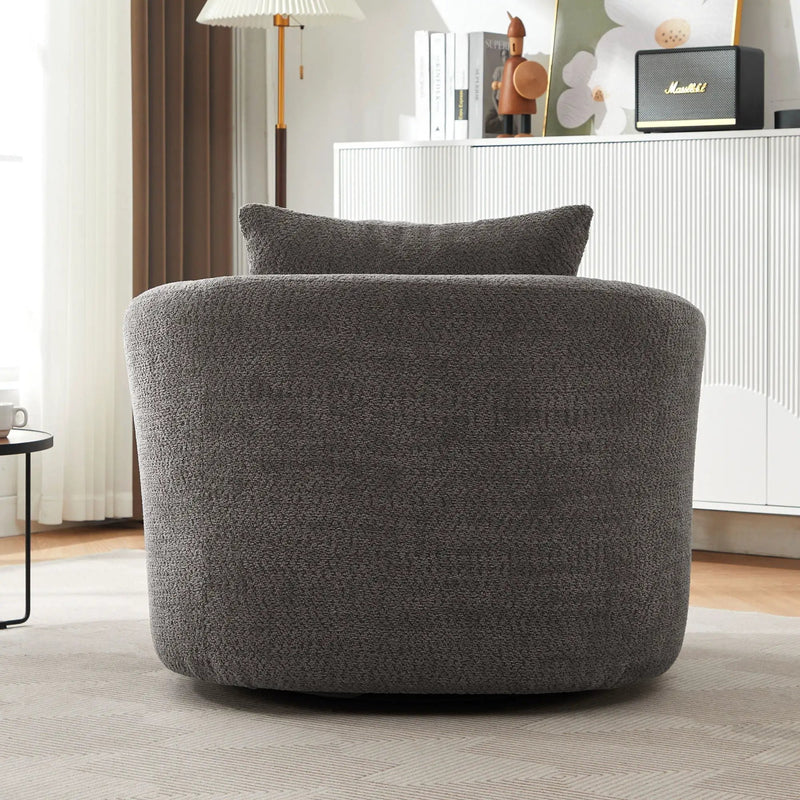 360° Swivel Barrel Sofa Chair With Throw Pillow, Upholstered Accent Chair by HouseOfZazla