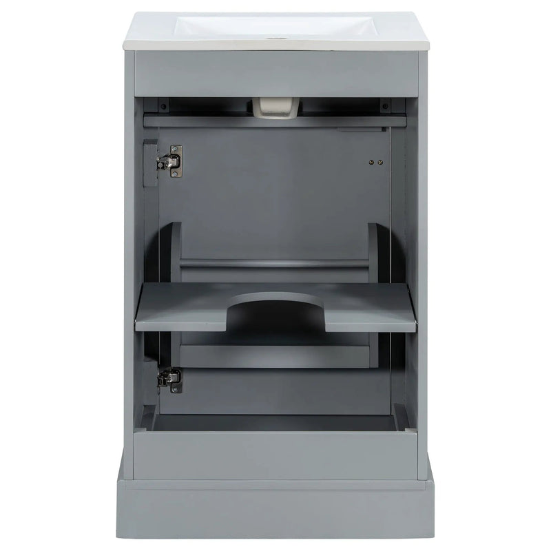 Elegant Bathroom Vanity With Ceramic Sink, Soft Close Door, Adjustable Shelf by HouseOfZazla
