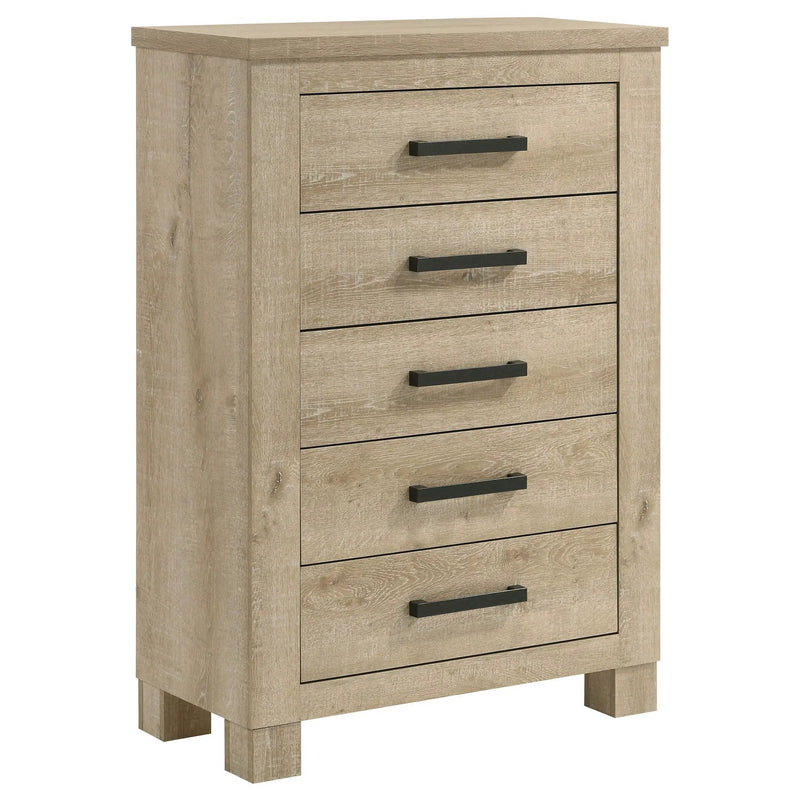 Oakglen 5-drawer Bedroom Chest of Drawers Weathered Oak by Unique Piece Furniture